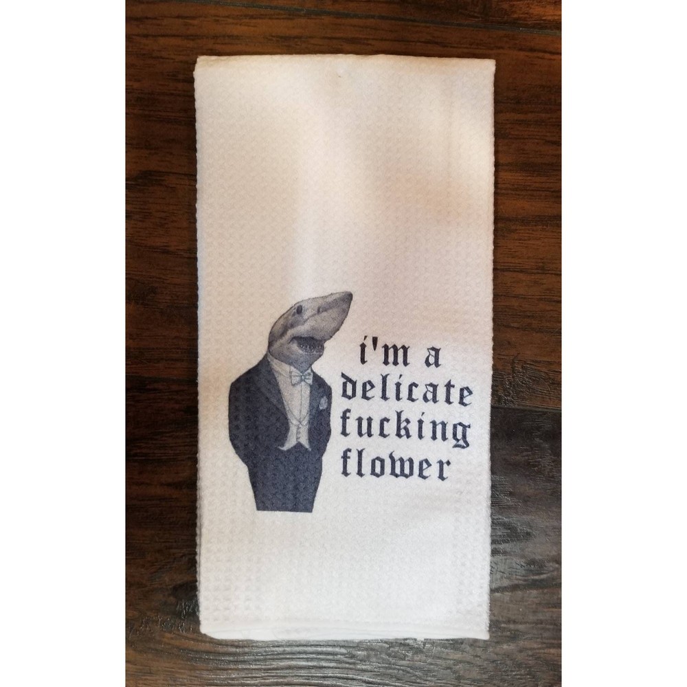 Sweary tea towel, sarcastic kitchen towel, swear word towel shark towel